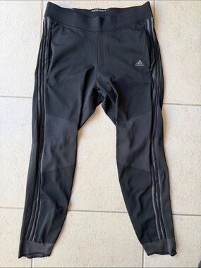 adidas Black Reflective-Trim Training Leggings